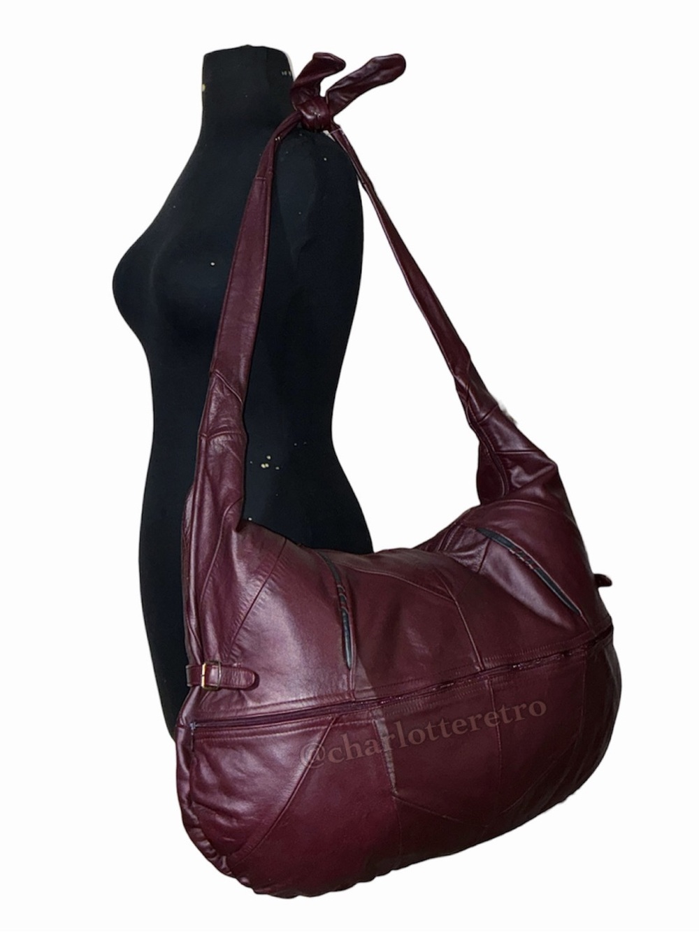 Y2K vtg  Monochromatic Patchwork XXL Leather Hobo